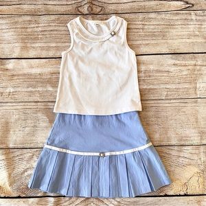 Rosetta Millington White Tank and Blue Pleated Skirt Outfit Girl’s Sz 4